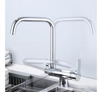 XJTNLB Grifo Abatible Fregadero Grifo Cocina Osmosis 3 Vias Grifo Giratorio Grifo de Cocina con Osmosis Abatible Mezclador de Fregadero,Cromo