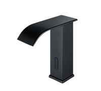 XJTNLB Grifo Automatico Infrarrojos Grifo Lavabo Cascada con Sensor Agua Fria y Caliente Griferia Baño Negro,Bajo