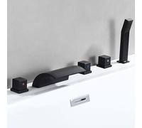 XJTNLB Grifo Bañera Cascada on Ducha Extraíble Grifo de Ducha y Bañera Negro Grifos Duchas de Baño Doble Mando