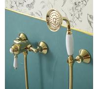 XJTNLB Grifo Bañera Pared Grifo de Ducha Monomando Oro Grifos Duchas de Baño con Alcachofa