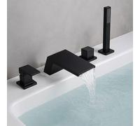 XJTNLB Grifo Bañera Tipo Cascada Grifo para Ducha Negro Mezclador Bañera Monomando on Ducha Extraíble