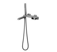 XJTNLB Grifo Bañera y Ducha Gris Pistola Grifo Ducha de Pared Monomando Giratorio de 90 ° Grifos Duchas de Baño con Indicador de Temperatura