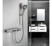 XJTNLB Grifo Cascada Bañera Pared Barra de Ducha Pared Gris Pistola Grifos Duchas de Baño Conjunto de Ducha Monomando de Latón