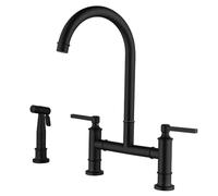 XJTNLB Grifo Cocina con Pistola Grifo de Cocina Fregadero Retro con Cuello de Cisne y Caño Giratorio Griferia de Latón,Negro