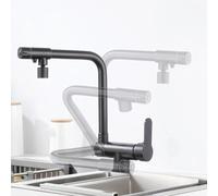 XJTNLB Grifo Cocina Osmosis Abatible Negro Grifo de Cocina Tres Vias Osmosis con Abatible Dos Salidas Modo Dual,A