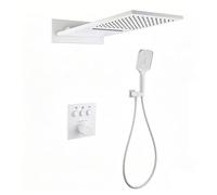 XJTNLB Grifo Ducha Termostatico Blanco Efecto Lluvia Rectangular, Duchas de Baño con 3 Modos Ducha de Mano