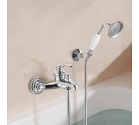 XJTNLB Grifo Ducha y Bañera Pared Grifo Ducha Monomando Grifos Duchas de Baño con Alcachofa,Cromado