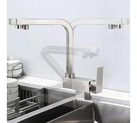 XJTNLB Grifo Giratorio Grifo Abatible Osmosis Grifo de Cocina Tres Vias Osmosis con Abatible Dos Salidas Grifo de Cocina para Agua Potable,Cepillado