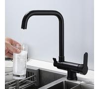 XJTNLB Grifo Osmosis Negro Grifo Cocina 3 Vias Osmosis Abatible Grifo Flexible Cocina Latón Grifo Giratorio Grifo Cocina con Osmosis Integrado