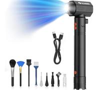 XJUGEZ Soplador de Polvo Eléctrico,180000RPM Soplador de Aire Potente con Enchufe de 25W y LED,4 Velocidades Soplador de Aire para PC,Pistola Aire Comprimido Limpieza PC,Sofá,Teclado,Coche-Negro