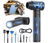 XJUGEZ Soplador de Polvo Eléctrico,21000mAh Soplador de Aire para PC con 25W Enchufe y LED,180000RPM Soplador de Aire Potente con kit,Pistola Aire Comprimido Limpieza PC,Sofá,Teclado,Coche-Negro