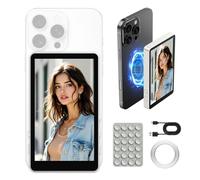 XJUGEZ Vlog Screen:Monitor Selfie Magnético 4K para Cámara Trasera,Espejo para iPhone&Android(NO para Google Pixel),Mando de Disparo Bluetooth,Pantalla 4.02",3.5H Batería,WiFi Dual, Carga USB-C