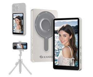 XJUGEZ Vlog Selfie Pantalla para Teléfono,Pantalla Magnetica Selfie Compatible con iPhone &Android,Sin Demora Monitor para Teléfono Vlog,TikTok,LiveStream,Youtube,Accesorios para Transmisión en Vivo