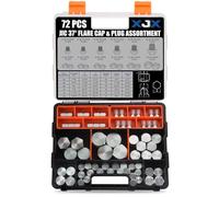 XJX JIC - Juego de tapas y tapones de 37 grados de 72 piezas, juego de tapones y tapones de manguera hidráulica 45# con roscas de precisión