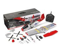 XK A280 P-51 - Avión RC para adultos, escala 1:12, 2.4G, 4 canales, avión Warbird sin escobillas con sistema giroscopio 3D/6G y luz LED, aviones de ala fija EPP de 560 mm para aficionados - RTF