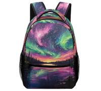 XKASKDFKE Aurora fantástica Primaria Mochila Infantil Paisajes hermosos Morral Con Bolsillos Laterales Colegio Para Colegio Viaje Cámping Para Niños One Size