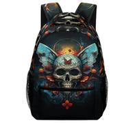 XKASKDFKE Calavera artística Niña Mochilas Plantas Morrals Portátil Daypack Casual Escolares Para Colegio Viaje Cámping Para Niños One Size