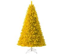 XKEDNMF Árbol de Agujas de Pino Realista, Base en Forma de Cruz, Material de PVC ecológico, Ideal for decoración de Interiores.(Yellow-150cm/4.9ft)