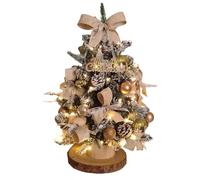 XKEDNMF Árbol de Navidad Artificial, pequeño Adorno de Escritorio, Base de Madera, fácil Montaje(Gold-60cm/2ft)