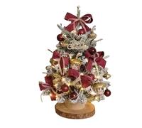 XKEDNMF Árbol de Navidad Artificial, pequeño Adorno de Escritorio, Base de Madera, fácil Montaje(Red-45cm/1.5ft)