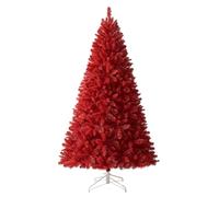XKEDNMF Árbol de Navidad Rojo Realista, PVC ecológico, fácil Montaje, Apto for Uso Interior y Exterior(1.5m/5ft)