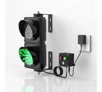 XKEDNMF Luz LED de Parada de tráfico, 2 Luces, Rojo/Verde, Control por botón, Lente de 4 Pulgadas de diámetro, luz de señal de Parada y Marcha, Ideal for intersecciones, fábricas, escuelas y peajes.