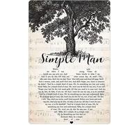 XKKLJH Simple Man - Letrero de metal retro con letra de canción para decoración de pared de club, cafetería, bar, hogar, cocina, 8 x 6 pulgadas