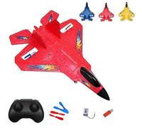 XKrmp 2.4GHz 2CH RC Glider: Outdoor RC Glider for Grass, Crash Proof Plane, Auto-Balance Gyro & Simple Controls - Easy to Fly for Beginners (Red)