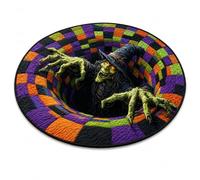 XKrmp 3D Haunted Staircase Halloween Rug, Round Optical Illusion Floor Mat (EF,90×90 cm)