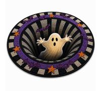XKrmp 3D Haunted Staircase Halloween Rug, Round Optical Illusion Floor Mat (H,60×60 cm)