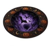 XKrmp 3D Haunted Staircase Halloween Rug, Round Optical Illusion Floor Mat (J,90×90 cm)