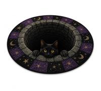 XKrmp 3D Haunted Staircase Halloween Rug, Round Optical Illusion Floor Mat (K,120×120 cm)