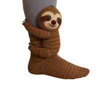 XKrmp 3D Knit Animal Socks for Women - Fuzzy Handmade Animal Hugging Socks with Double Layer Cotton, Warm & Cozy (C)
