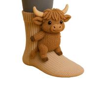 XKrmp 3D Knit Animal Socks for Women - Fuzzy Handmade Animal Hugging Socks with Double Layer Cotton, Warm & Cozy (F)