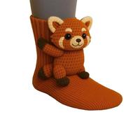 XKrmp 3D Knit Animal Socks for Women - Fuzzy Handmade Animal Hugging Socks with Double Layer Cotton, Warm & Cozy (D)