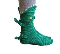 XKrmp 3D Knit Animal Socks for Women - Fuzzy Handmade Animal Hugging Socks with Double Layer Cotton, Warm & Cozy (E)