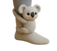 XKrmp 3D Knit Animal Socks for Women - Fuzzy Handmade Animal Hugging Socks with Double Layer Cotton, Warm & Cozy (G)