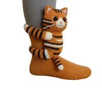 XKrmp 3D Knit Animal Socks for Women - Fuzzy Handmade Animal Hugging Socks with Double Layer Cotton, Warm & Cozy (J)