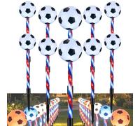 XKrmp 5/10 Pack Solar Soccer Ball Pathway Lights Outdoor Waterproof - 21.2" LED Stake Lamps with 8 Modes, Auto On/Off Landscape Lighting for Garden, Yard & Sports Themed Party (10PACK)