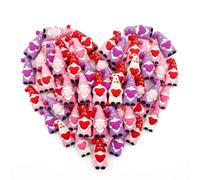 XKrmp 50 Pcs Valentines Day Gnomes Mini Heart Figurines - Cute Rubber Tiny GNOME Statue for Home Decor, Small Candy Heart Ornaments for Wedding, Anniversary Party Favors & DIY Crafts