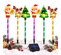 XKrmp 6-Pack Solar Moving Christmas Lights, Santa, Tree & Reindeer Yard Stakes (STYLE# A)