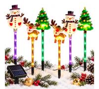 XKrmp 6-Pack Solar Moving Christmas Lights, Santa, Tree & Reindeer Yard Stakes (STYLE# B)
