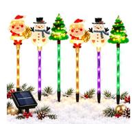 XKrmp 6-Pack Solar Moving Christmas Lights, Santa, Tree & Reindeer Yard Stakes (STYLE# C)