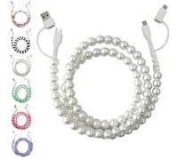 XKrmp Beaded Charging Cord 4 in 1,Usb cable, Multi Beaded for iPhone Charger, Girls Women Fast Charging for Galaxy S25 & Most Devices (#2)