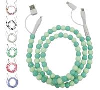 XKrmp Beaded Charging Cord 4 in 1,Usb cable, Multi Beaded for iPhone Charger, Girls Women Fast Charging for Galaxy S25 & Most Devices (#5)