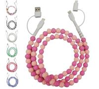 XKrmp Beaded Charging Cord 4 in 1,Usb cable, Multi Beaded for iPhone Charger, Girls Women Fast Charging for Galaxy S25 & Most Devices (#3)