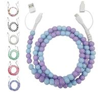 XKrmp Beaded Charging Cord 4 in 1,Usb cable, Multi Beaded for iPhone Charger, Girls Women Fast Charging for Galaxy S25 & Most Devices (#1)