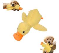 XKrmp Calming Duck Toy for Dogs, Mellow Plush Dog Duck with Quack Sound & Crinkle, Interactive Stuffed Animal Pillow for Puppy Anxiety Relief, Soft Yellow Pet Toy for Boredom (S)