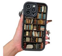 XKrmp Cartoon Bookshelf Pattern TPU Phone Case | Shockproof Soft Silicone Protective Cover with Anti-Slip Grip & Cartoon Bookcase Design for iPhone Series (#2)