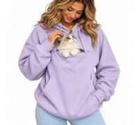 XKrmp Cat Hoodie with Pet Pouch, Unisex Dog Carrier Kangaroo Sweatshirt | Zippered Chest Pet Holder • Lower Hand Pocket • Sleeve Zip Pocket • Soft Polyester Cotton Blend